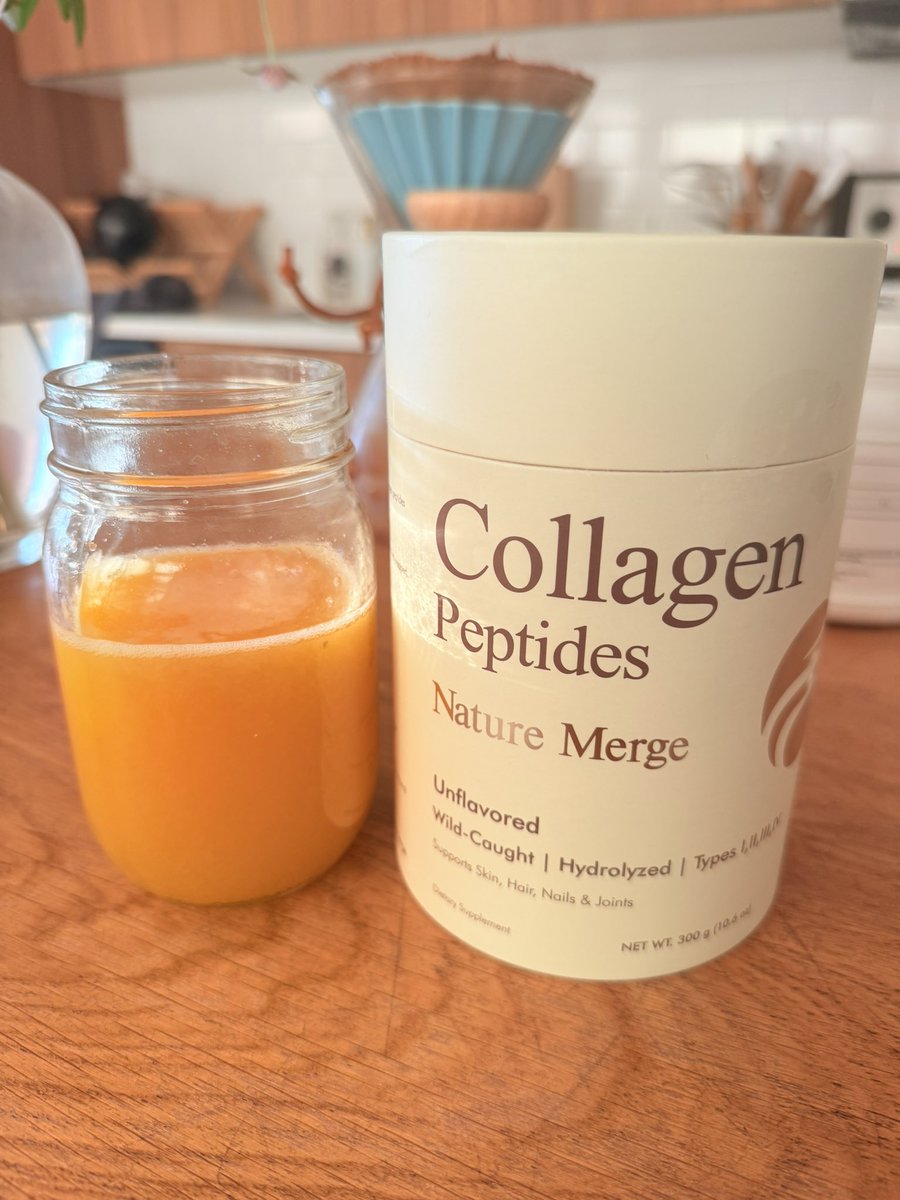 Freshly squeezed, unpasteurized OJ with collagen peptides is one of the most powerful tools for healthy skin

Vitamin C &amp; collagen work synergistically

The protein will also help prevent a big glucose spike as well

Thanks to <a href="/naturemerge/">Nature Merge</a> I have some of the highest quality