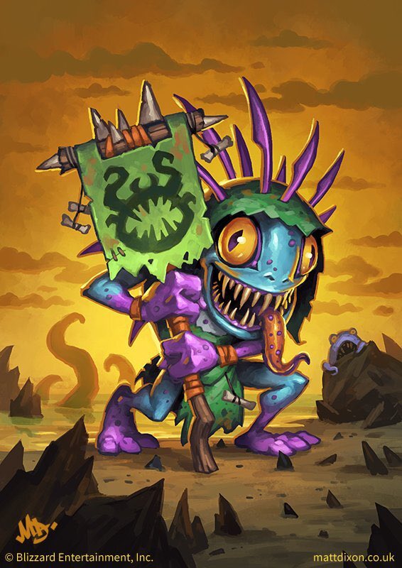 Hearthstone Lore Fact #727

Did you know that in the Darkmoon Faire, a Murloc decided to hold a banner for the Old Gods?🤔
The Murloc is already quite corrupted, so this begs the question, were they influenced or did they choose willingly to follow this dark path of madness?🧐