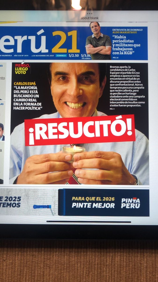 Hay un par de buenas candidaturas presidenciales de cara a los comicios de abril en el Perú. Pero, como digo, desde hace rato, la de Carlos Espá merece una consideración especial. Me alegro de que otros empiecen a verlo así. Reúne condiciones poco comunes en la política peruana.