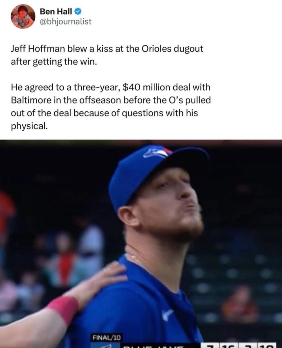 <a href="/TalkinBaseball_/">Talkin’ Baseball</a> I’m a big believer in being a professional. This was not professional. Sometimes it comes back to bite you. The O’s had “concerns” &amp; giving up 15  HR from the closer did nothing to disprove those concerns. It wasn’t personal (though you made it so). O’s had thinner margins
