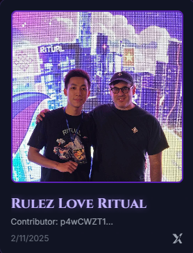 Ruleztran's tweet photo. π§ I just joined the Ritual Album β "Rulez Love Ritual"!
Where all community albums shine together β¨
Try it now π https://t.co/xZqZvD7b6Z #RitualNet #RitualFND #RitualArchive https://t.co/E5fvpDo2T5