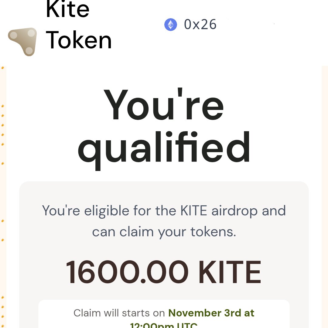 Thank you team <a href="/GoKiteAI/">KITE AI</a> <a href="/KiteAIFDN/">KITE Foundation</a> 🙌🙌

By spending just 10 minutes a day, I’ve managed to earn an allocation of 1600 $KITE tokens. It may not be huge, but with zero investment, I’d say it’s still a solid airdrop!! 🫡 

To everyone who’s marked ineligible (or even if you have