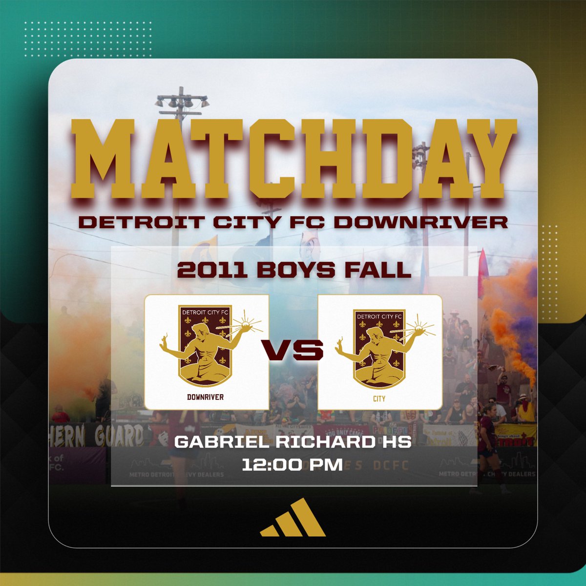 ⚜️ MATCHDAY ⚜️ Our 2011 Boys Fall take to the pitch for their home match at Gabriel Richard High School. Come cheer them on! Kick off at 12:00 pm today! #dcfcdownriver