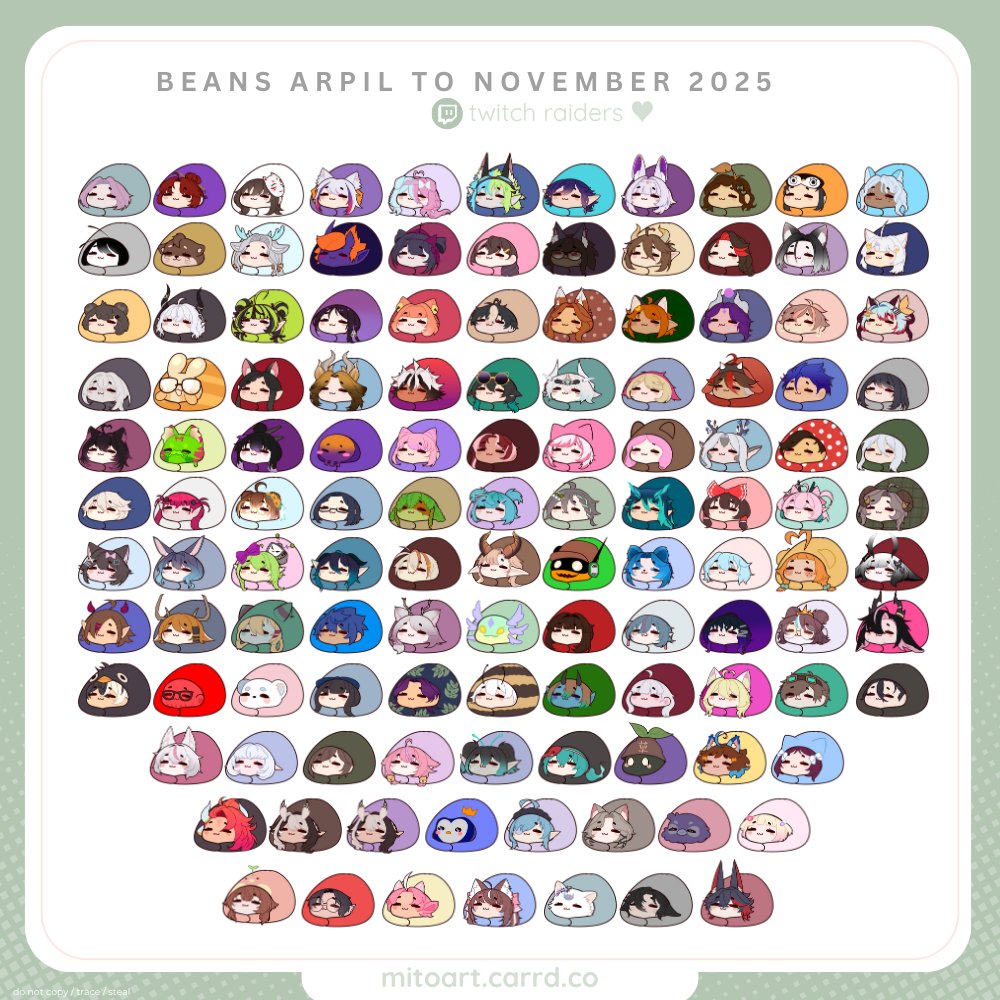 123 Beans made so far! ❤️❤️

I kept forgetting to post these over the past months.. So here are ALL off them! 🥺 

Thank you so much raiders! 😭❤️I appreciate all of your support! You guys are amazing!