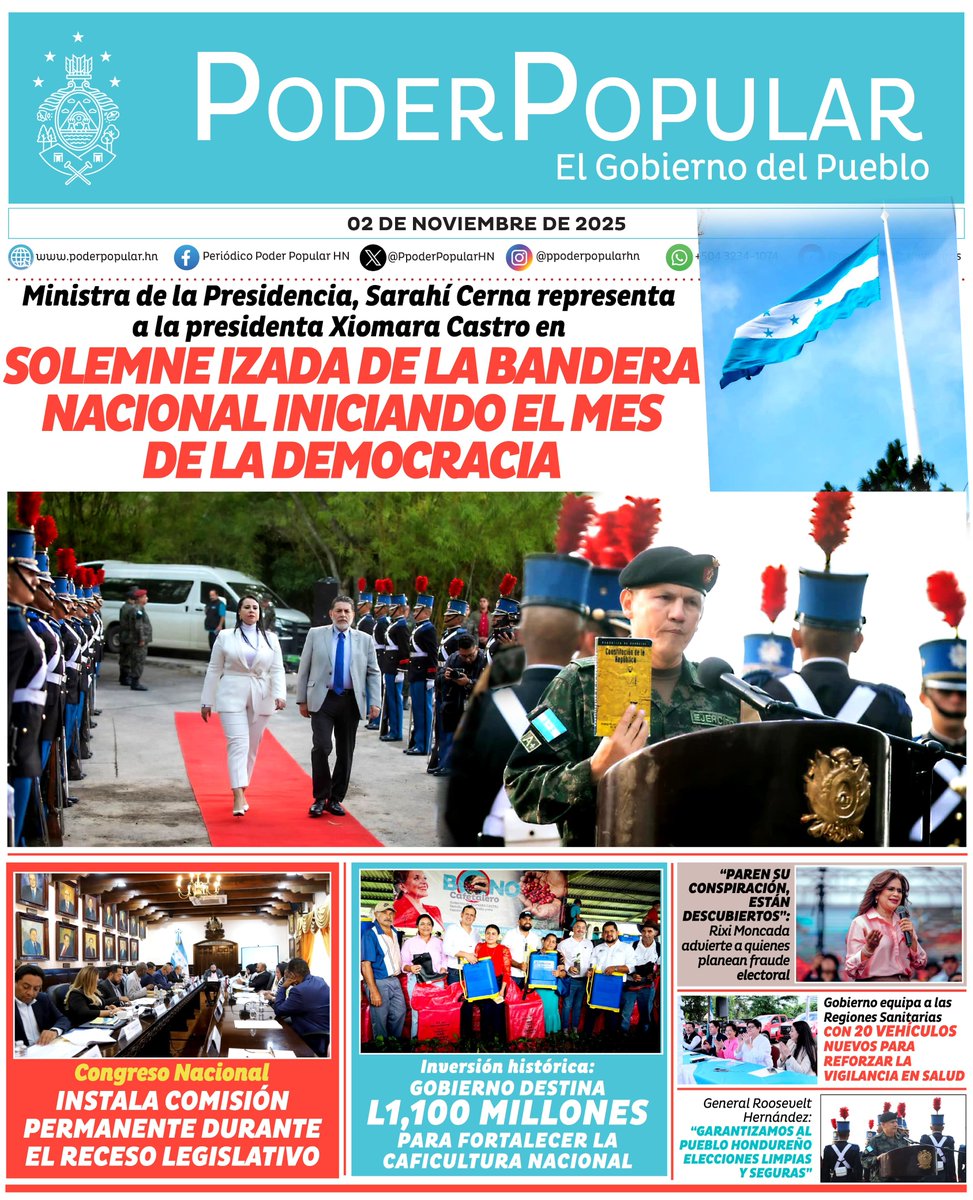 #NoticiasPPopular|| ☀️¡Buenos días! Les compartimos #LaPortadaDelDía domingo 02 de noviembre de 2025 

Manténgase informado con las noticias más destacadas del #GobiernoDelPueblo #Noticias
#Portada aquí poderpopular.hn