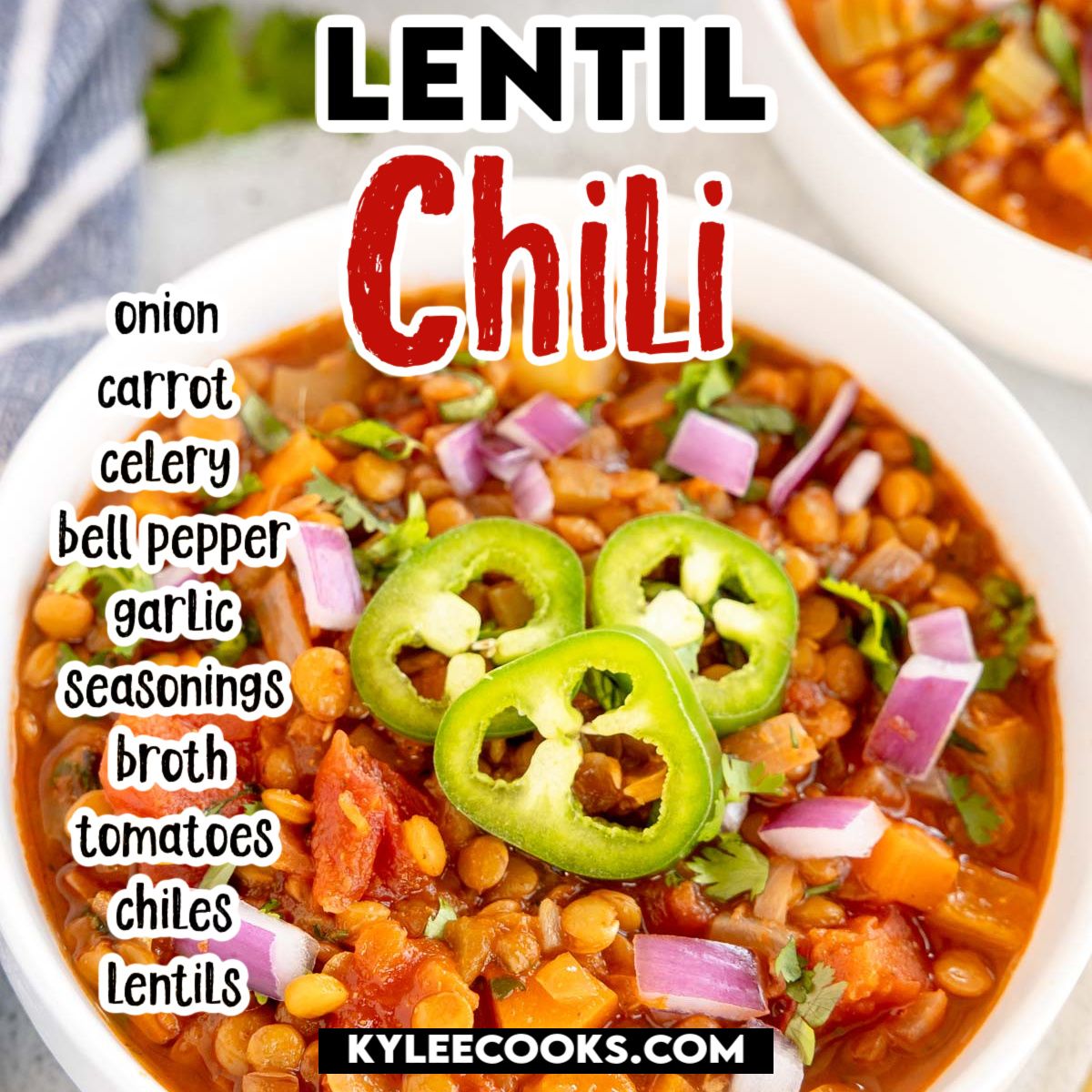 kyleecooks's tweet image. Lentil Chili is a quick, satisfying vegetarian dinner, perfect for any night. Customize with your favorite toppings!  #vegetarian #lentils #meatlessmonday #chili #fallfood #kyleecooks kyleecooks.com/lentil-chili/