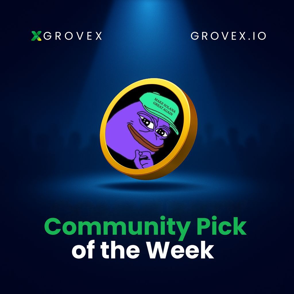 🟢 COMMUNITY PICK OF THE WEEK🟢  

$PURPE just got crowned for the week by GroveX !  

🐸 Purple Pepe 💜 
💥 Built on Solana  
🔥 Viral vibes + community takeover  

Early? Yes.  
Risky? Always.  
Moon potential? You decide.

Chart it: grovex.io/en_US/trade/PU…

#PURPE #Solana