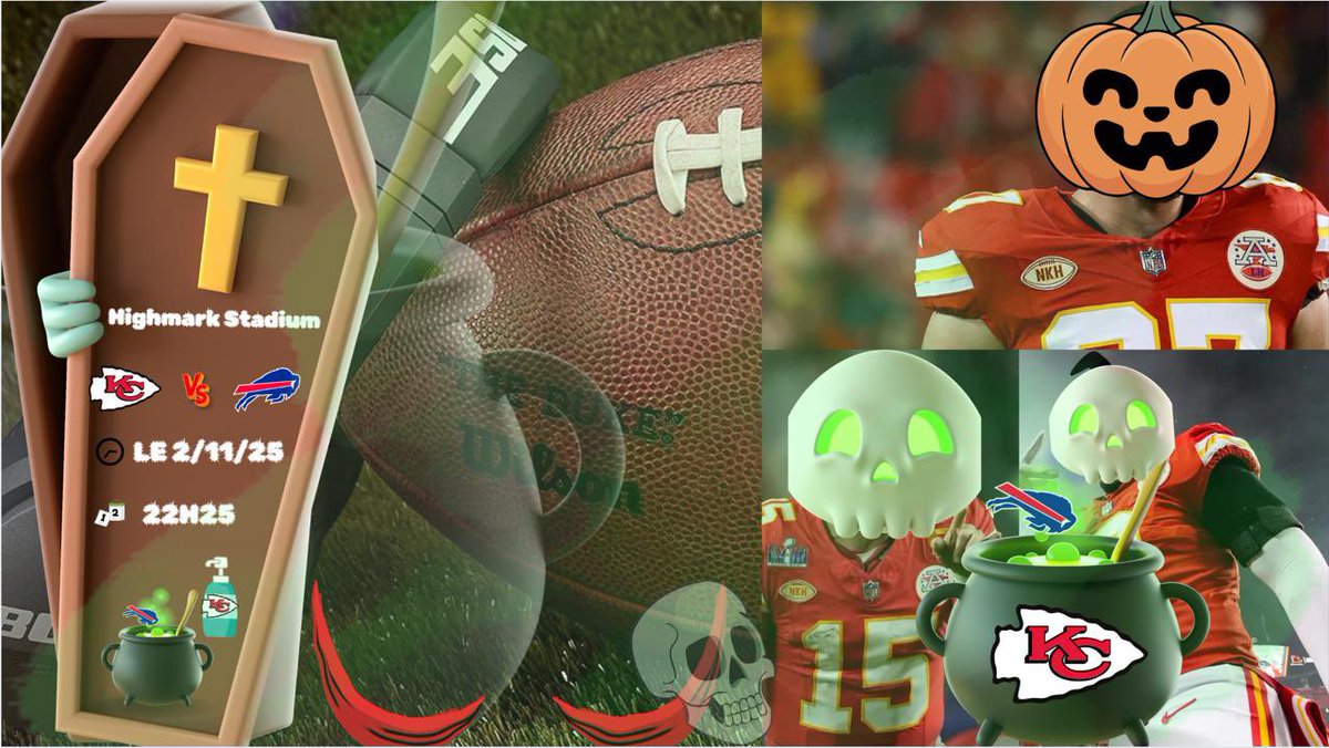 Pour l’occasion du Week-end d’Halloween. 

🚨Game Day 
Match à l’extérieur   
Week 9

🏟️ <a href="/HighmarkStadm/">Highmark Stadium</a> 
 🛫<a href="/BuffaloBills/">Buffalo Bills</a> <a href="/Bills_France/">Bills France (10-4)</a> 
⏰ 22:25

➡️📱Live Tweet pour ce match et retrouvez cette semaine le débrief du match sur le podcast <a href="/HbtCfr/">How Bout Those Chiefs en français !</a> 

#ChiefsKingdom  
Bon match