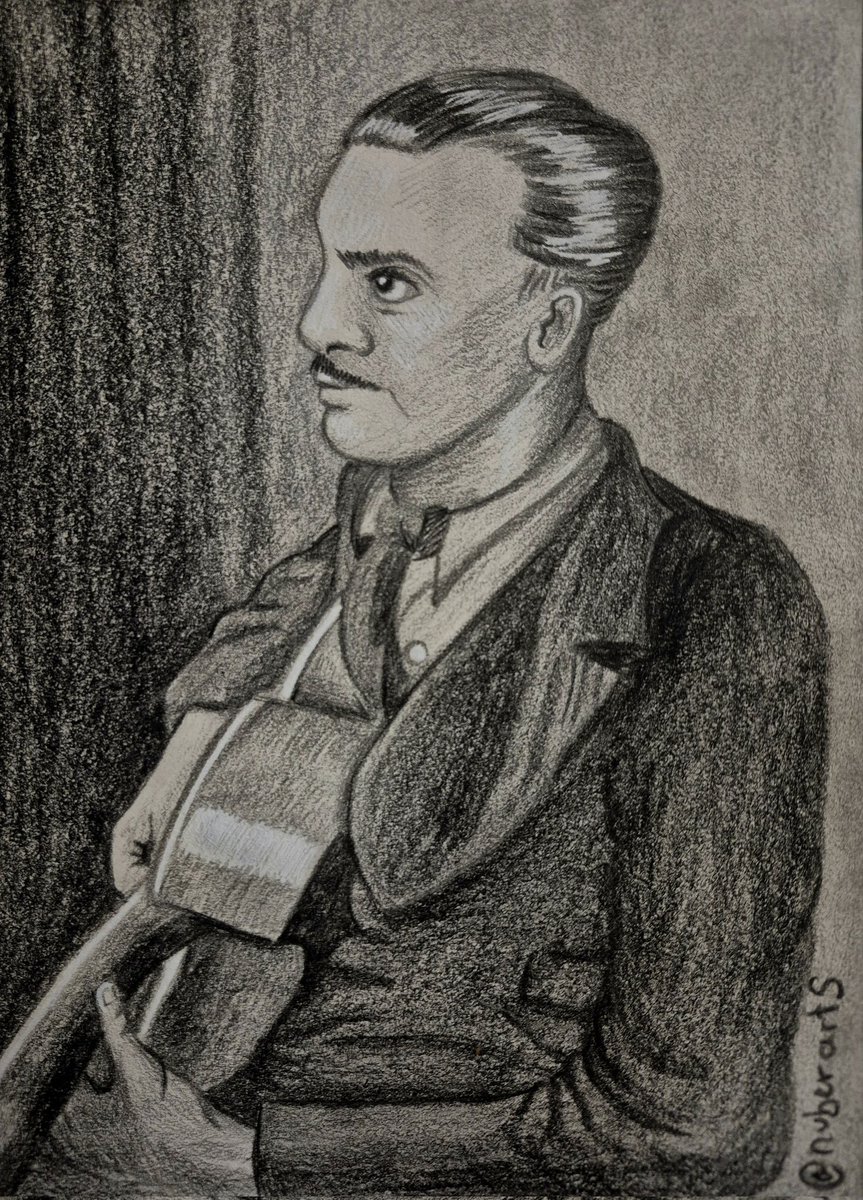 nuberarts's tweet image. I drew #DjangoReinhardt 🥰 He a cutie.