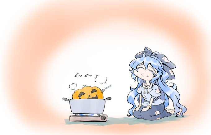 ハロウィンの後始末をする紫苑ちゃん 