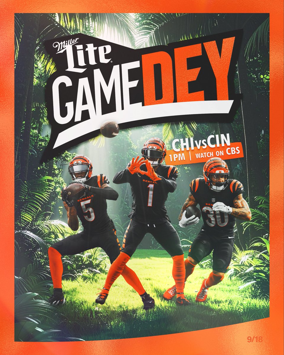 Back in The Jungle. 

<a href="/MillerLite/">Miller Lite</a> | #CHIvsCIN 1pm on <a href="/NFLonCBS/">NFL on CBS 🏈</a> and <a href="/paramountplus/">Paramount+</a>