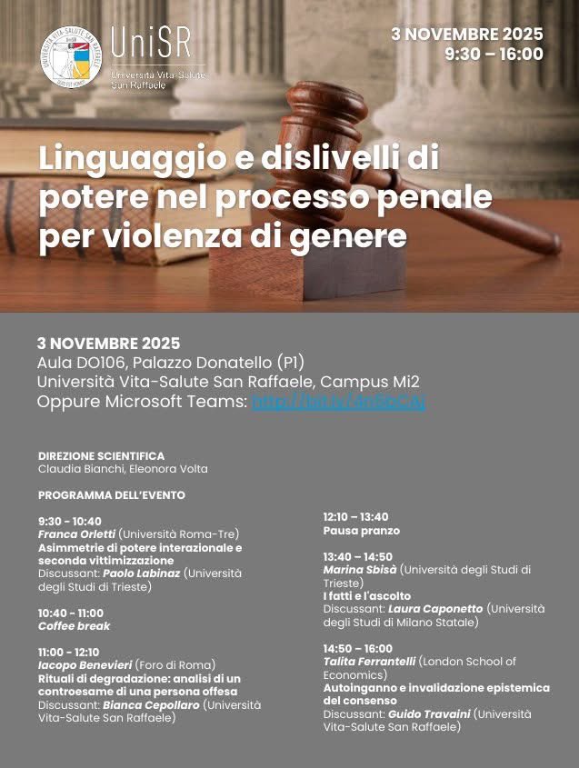 All’Università Vita-Salute San Raffaele per parlare di rituali di degradazione
