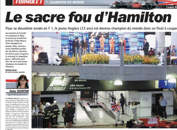 Cette photo qui peut paraître un montage est sans doute pour moi l’une des plus belles faites par les reporters de <a href="/lequipe/">L'Équipe</a>, en l’occurrence Thierry Gromik. Il avait eu l’audace d’aller en tribune sans savoir que ce serait le meilleur des choix …il y a 17 ans