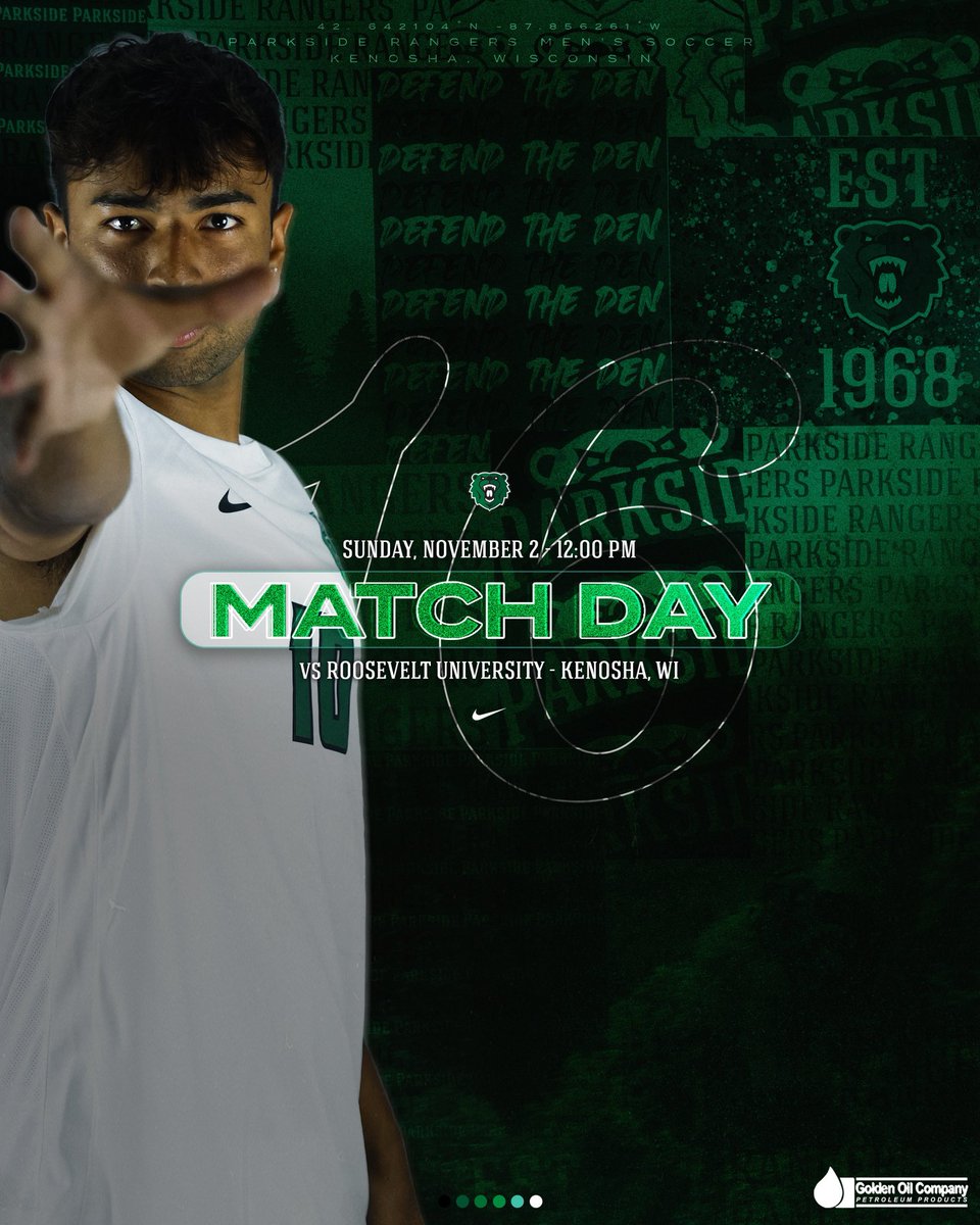 One last regular season Match Day‼️

🆚 Roosecelt
📍 Kenosha, Wis
⏰12:00 p.m CT
📺📊 parksiderangers.com/coverage

#DefendTheDen // #RangerGRIT
