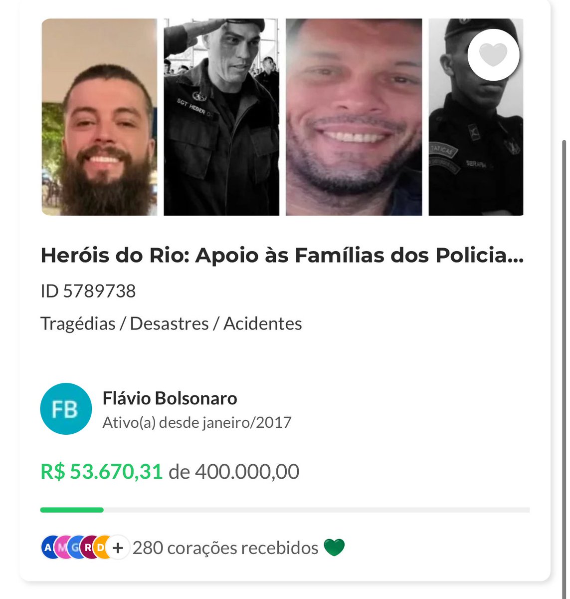 FlavioBolsonaro's tweet photo. Agora, já ultrapassamos os R$ 50 mil !!

Campanha: “Heróis do Rio: Apoio às Famílias dos Policiais Tombados”

Pix: 5789738@vakinha.com.br

#AjudeNossosHerois https://t.co/KvxUFOtqSh