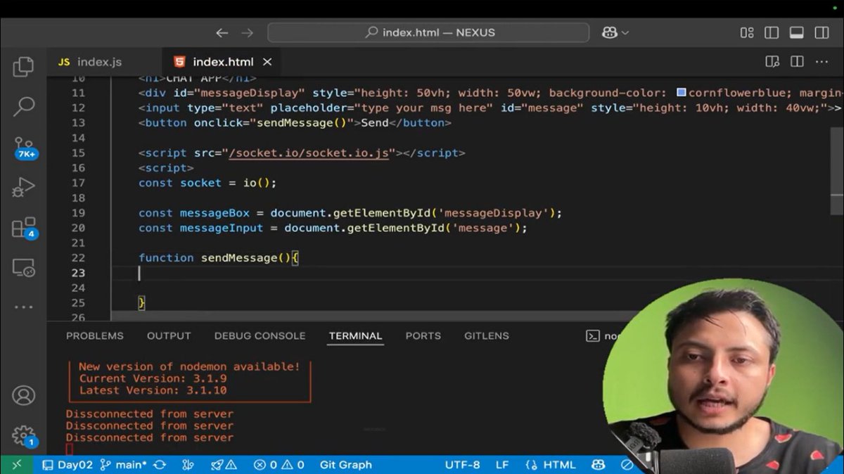 Samir_kumar19's tweet image. Day 35 of #100DaysOfCode 🚀
1️⃣ Studied WebSockets &amp;amp; Socket.io 
2️⃣ Understood how real-time communication works 
3️⃣ Covered ~3 hrs of lecture — learned a lot of new things 
⚡ Productivity: Medium
@rohit_negi9
#WebSockets #NodeJS #BackendDevelopment #BuildInPublic