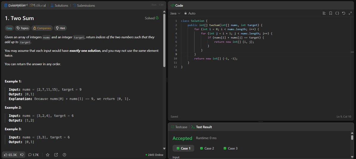 rituu_09's tweet image. Day 306 of 2025:                           
👩‍💻 Code to Crack Companies!      
🧩 Q11: Longest Substring Without Repeating Characters
🧩 Q12: Two Sum Problem
#CodingJourney #PlacementPrep #2025Goals #leetcode #letsconnect