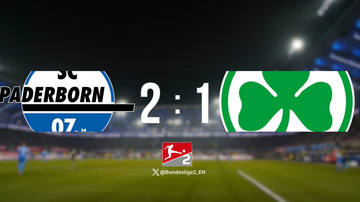 Bundesliga2_EN's tweet photo. 🔴 MATCHDAY 11
SC Paderborn 🆚 SpVgg Greuther Fürth
FULL TIME
___
⏱️ FT' | 2:1 | #SCPSGF
#Bundesliga2 https://t.co/VaFsNRfj0s