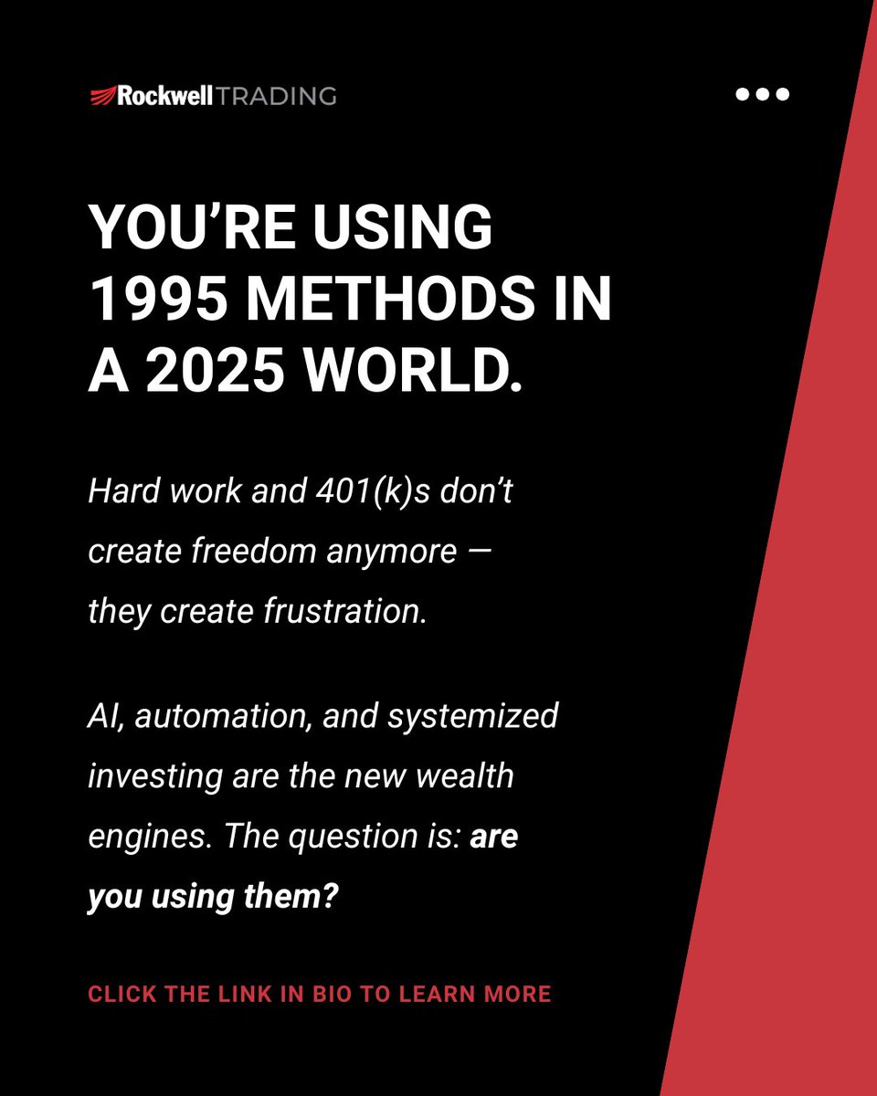 Stuck in the old game: work harder, save what’s left, hope the 401(k) grows. It used to work, but it doesn’t anymore. AI, automation, and systemized investing create faster, smarter paths to wealth. The question is, are you using these tools?  #FinancialFreedom #Investing