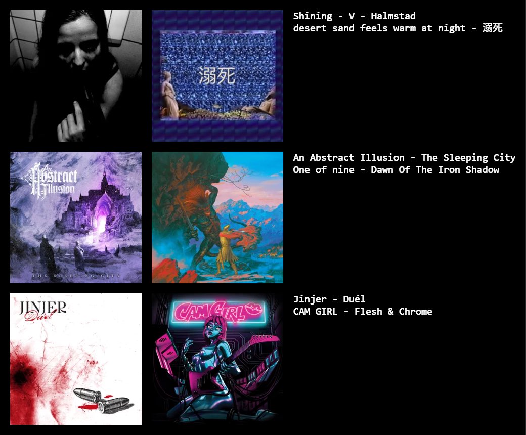 11/1～11/2
Fav:
Shining - V - Halmstad
desert sand feels warm at night - 溺死
An Abstract Illusion - The Sleeping City
One of nine - Dawn Of The Iron Shadow

#CinoCrates