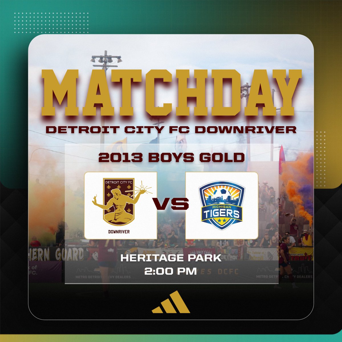 ⚜️ MATCHDAY ⚜️ Our 2013 Boys Gold take to the pitch for their home match at Heritage Park. Come cheer them on! Kick off at 2:00 pm today! #dcfcdownriver
