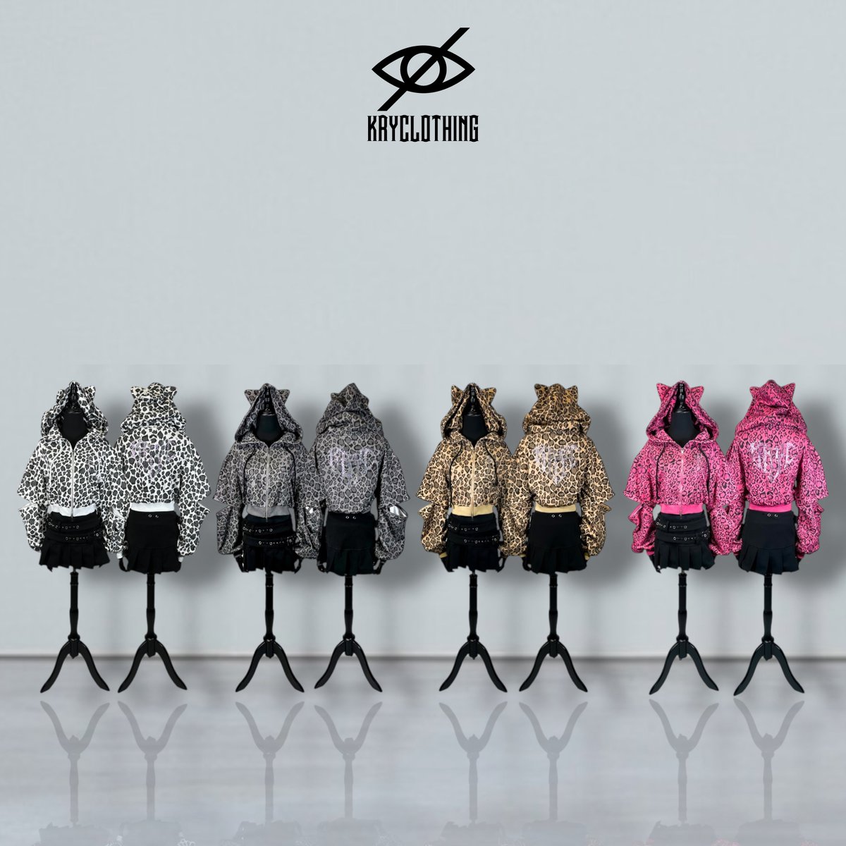 KRYclothing レオパード柄 スタッズダッフルコート KRYclothing