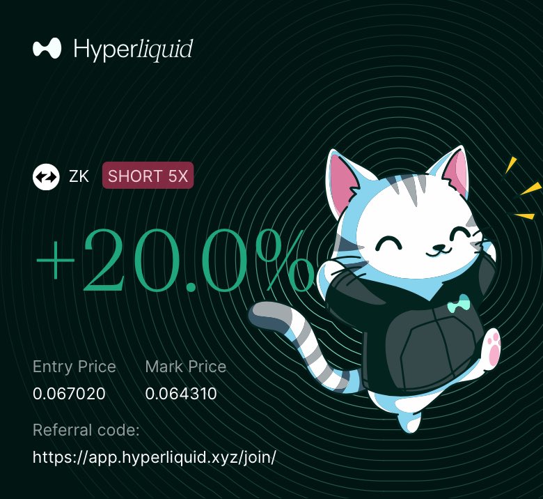 Trade $ZK perps seamlessly on <a href="/HyperliquidX/">Hyperliquid</a> using my referral code app.hyperliquid.xyz/join/