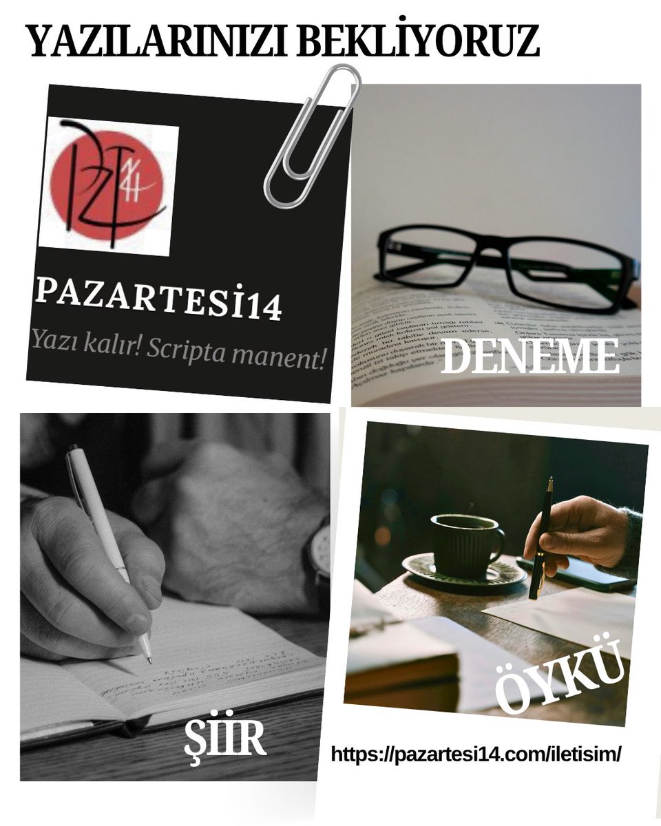 📜Pazartesi14 – Yazı Gönderim İlkeleri
Pazartesi14; edebiyat, sinema, tarih, psikoloji, felsefe, arkeoloji, sanat ve kültür alanlarında özgün, nitelikli ve çağrışım gücü yüksek metinlere kapılarını açmaktadır. Yazılarınızı bizimle paylaşmadan önce lütfen aşağıdaki hususlara ⬇️