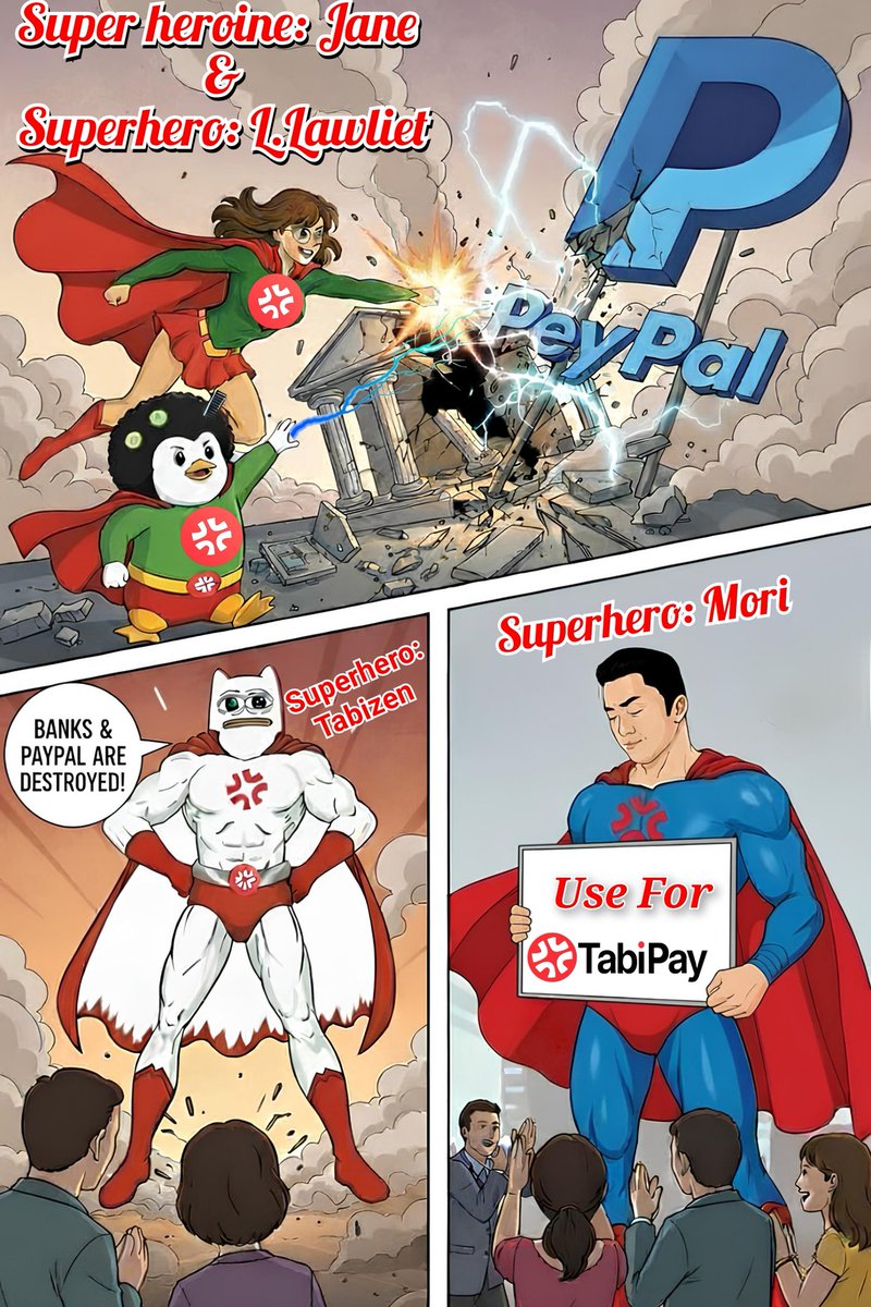 The superheroes of TabiPay (<a href="/Momoa_crypto/">Jane 💢</a> <a href="/Lfuckjpg/">L.Lawliet 💢</a> <a href="/Tabizens/">Tabizen💢🏯</a> <a href="/Momoxu7/">Mori💢Tabi</a>) are working tirelessly to make digital payments faster, easier and more secure. The days of PayPal and banks are over!

Welcome the change. Use TabiPay to make your school transactions zero-fee.