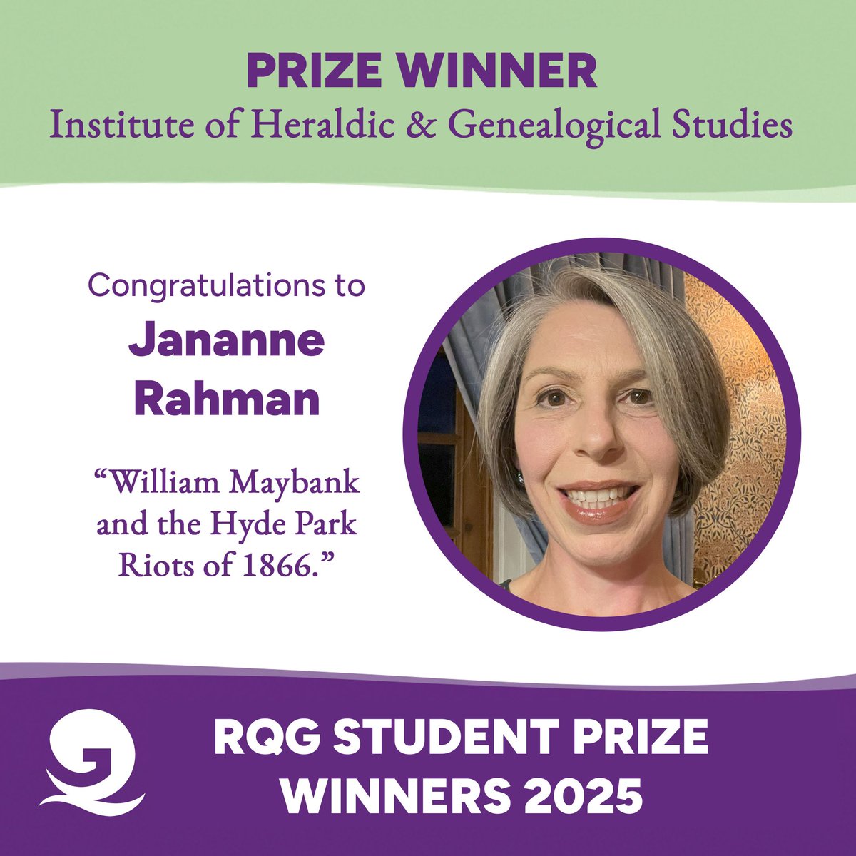 Student Prize Winner #4 was nominated by the Institute of Heraldic and Genealogical Studies. Congratulations Jananne Rahman!
#genealogy #familyhistory #ihgs