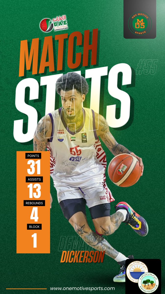 Demarco Dickerson put on a show for Sharjah in a tight win over AlBataeh.  “Showtime” delivered a dominant double-double performance!  #Sharjah #UAEBasketball #ShowtimeMarco