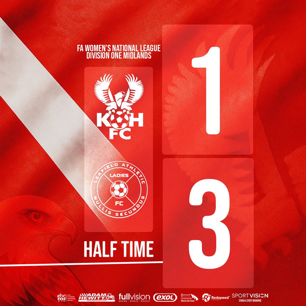 HT | We trail at the break. 

#Harriers 🦅