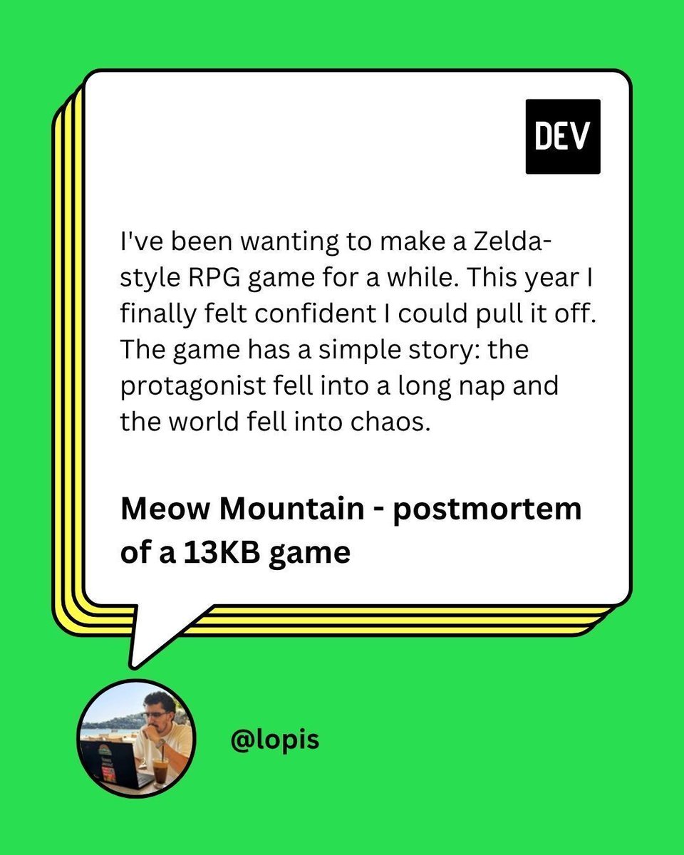 TFW you take a nap and the whole world falls into darkness. 🙀 Indie game dev <a href="/mrlopis/">Joao L.</a> gives us the postmortem on the fantastic looking Meow Mountain.

Read it here: dev.to/lopis/meow-mou… 

#indiegamedev #gamedev #typescript #javascript