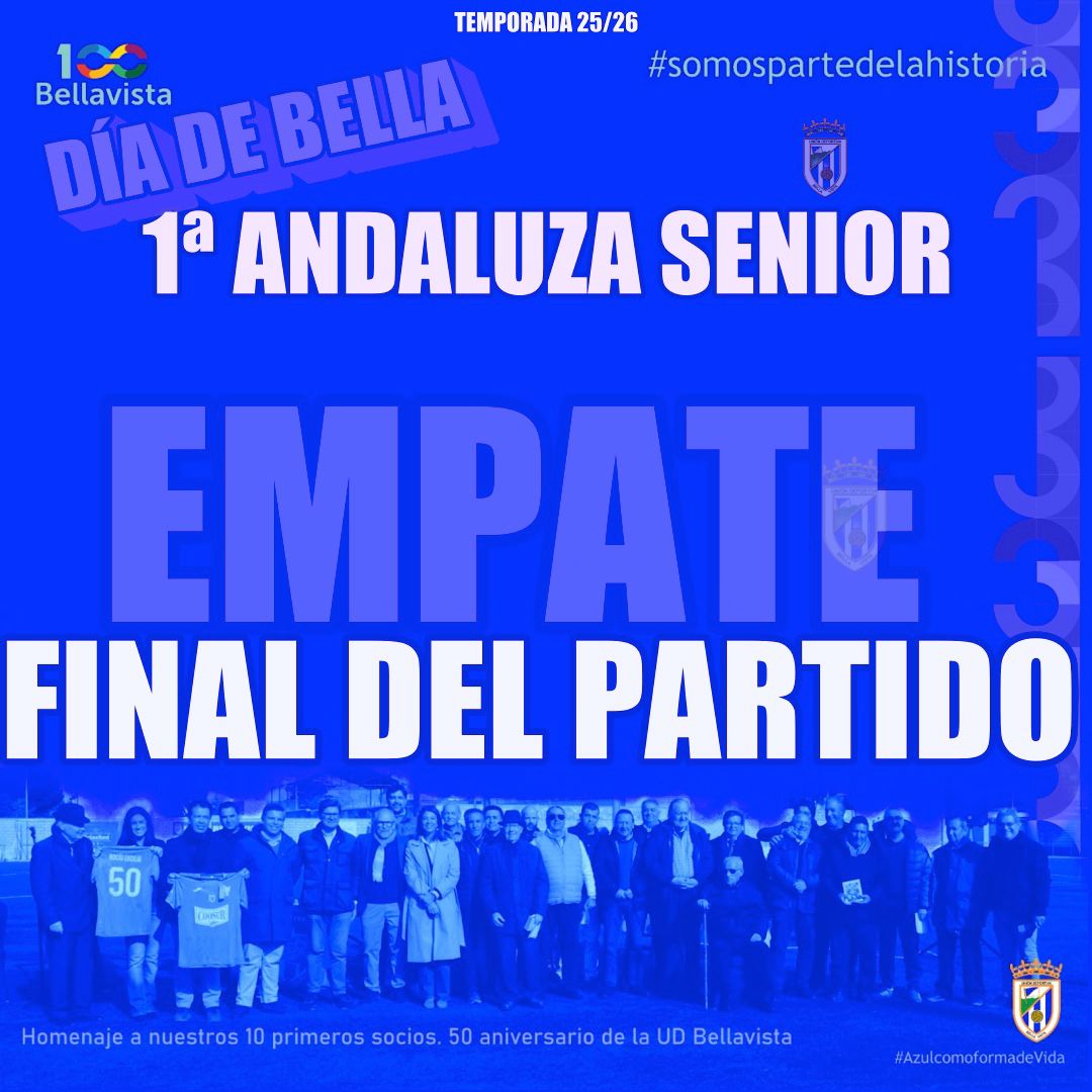 🔔🚨 𝗙𝗜𝗡𝗔𝗟 𝗗𝗘𝗟 𝗣𝗔𝗥𝗧𝗜𝗗𝗢 🚨🔔

Empate de la U.D. Bellavista 1-1 frente al <a href="/Torreblanca1966/">Torreblanca Club de Fútbol</a>

#SomosPartedelaHistoria
#Azulcomoformadevida