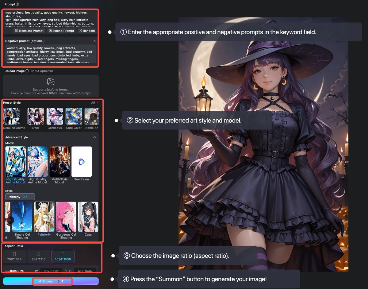 Model: High Quality Anime Model （II）     
Style: Custom—Painterly 0.7
Image Ratio: 1024x1536 
Prompt: See comment section
#rubii #rubiiai #Alart #Alchat #prompt #AIgirl #AnimeArt #anime_girls #hallowen