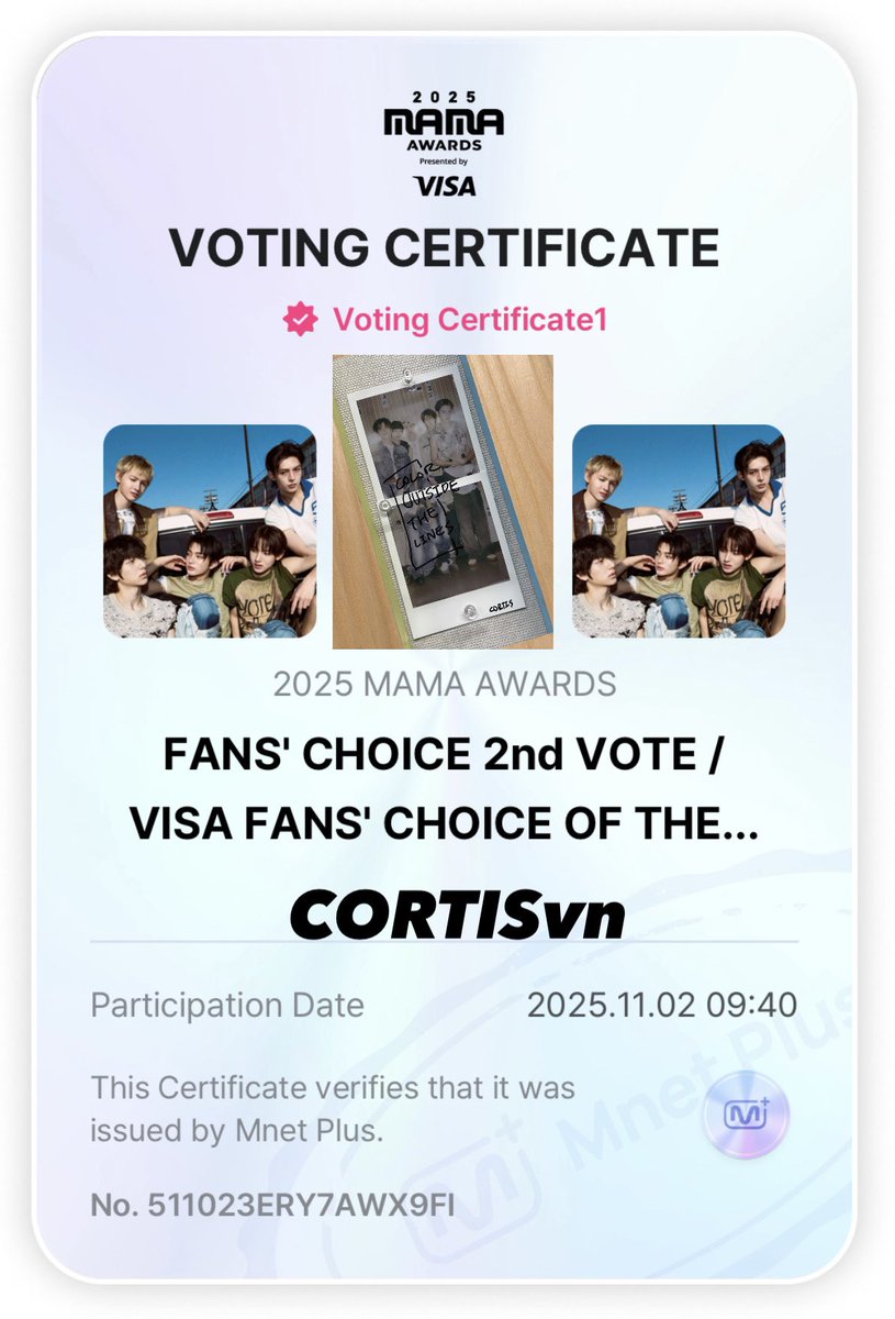 My #2025MAMAVOTE is #CORTIS