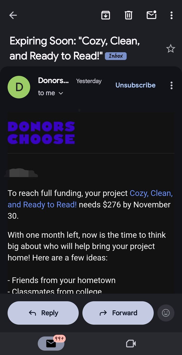 Got an email yesterday about my Donorschoose project. It's expiring at the end of the month. If you could repost and and donate, myself and my students would appreciate it so much! $276 left. #ClearTheList #donorschoose #BetterTogether #TeachersofX donorschoose.org/classroom/1005…