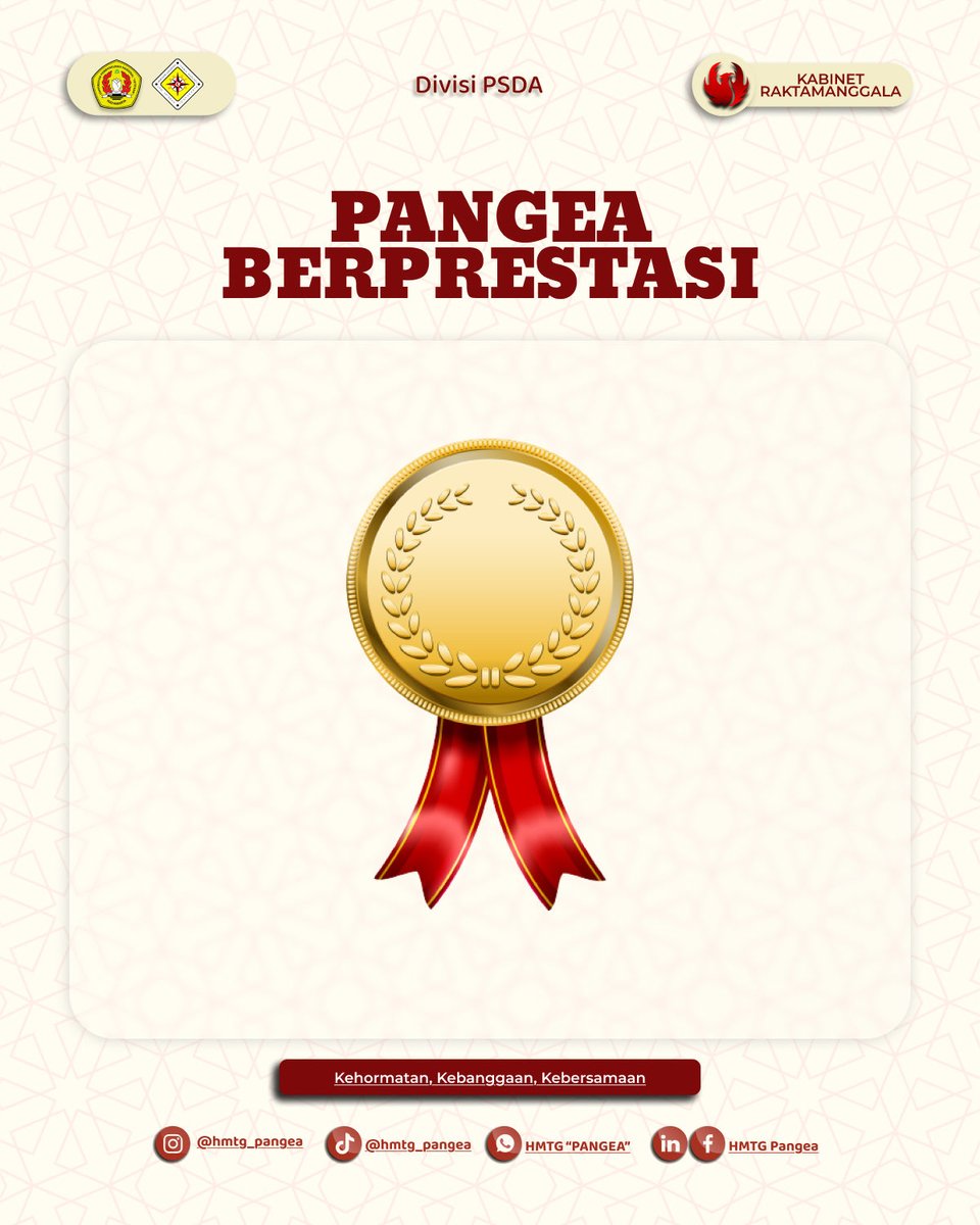 [PANGEA BERPRESTASI]

instagram.com/p/DQeCVewEkgX/…

Dengan bangga, Himpunan Mahasiswa Teknik Geologi "Pangea" mengucapkan selamat dan apresiasi setinggi-tingginya atas pencapaian luar biasa yang diraih oleh rekan-rekan kita.

Salam,
HMTG "Pangea"
Kabinet Raktamanggala