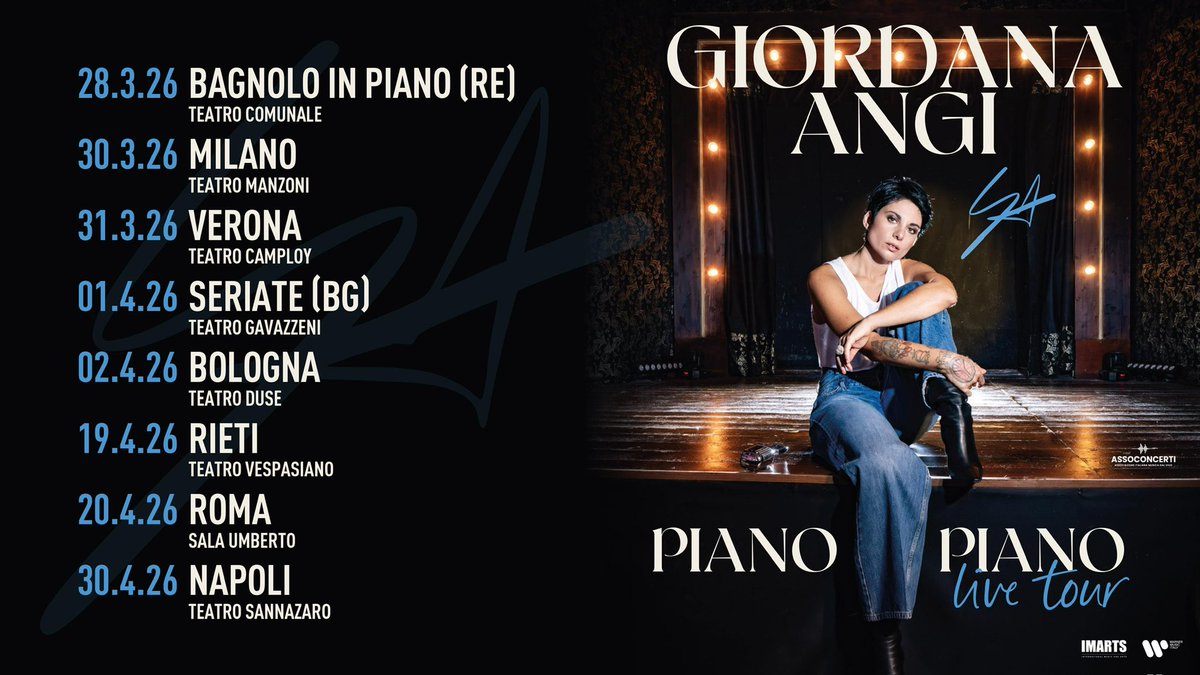 GiordanaAngi's tweet photo. Qui le date del mio primo tour nei teatri, non vedo l’ora di cantare insieme a voi✨ Dove ci vediamo?

🎫 Biglietti disponibili: https://t.co/RquIMBtJS3 https://t.co/wqR1xG0UHU