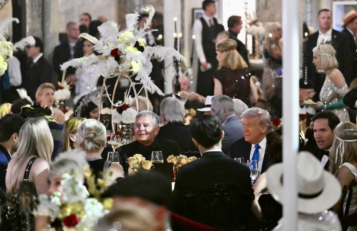 Here is Trump at his Great Gatsby party while 40 million Americans go hungry.

Our rulers don’t care about the pain they inflict upon society because there has been no consequences for their greed.

It’s past time for the people to rise up &amp; show our rulers that we’ve had enough.