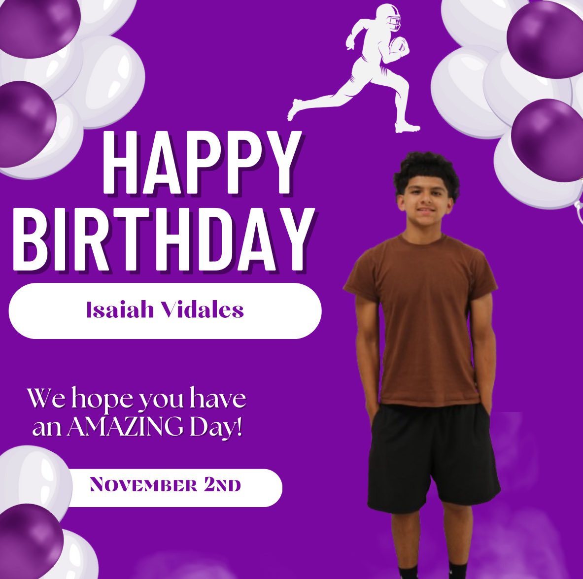 DianeCano's tweet image. Happy Birthday Shout Out to Isaiah V., from Knight Watch and Yearbook Staff!  We hope you have a great day!  @ECISDtweets @_ECFootball @LegacyECISD @LMSKnights @larson_lms