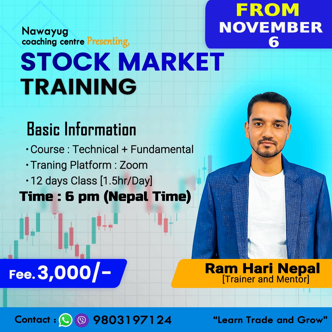 RhNepal's tweet photo. _________________________________________
❇️ Stock Market Training with Ram Hari Nepal ❇️ 
_________________________________________
❇️कार्तिक २० (November 6) बाट नयाँ कक्षा
❇️ Nepal Time: 6_00_PM https://t.co/91JgMQMBQg
