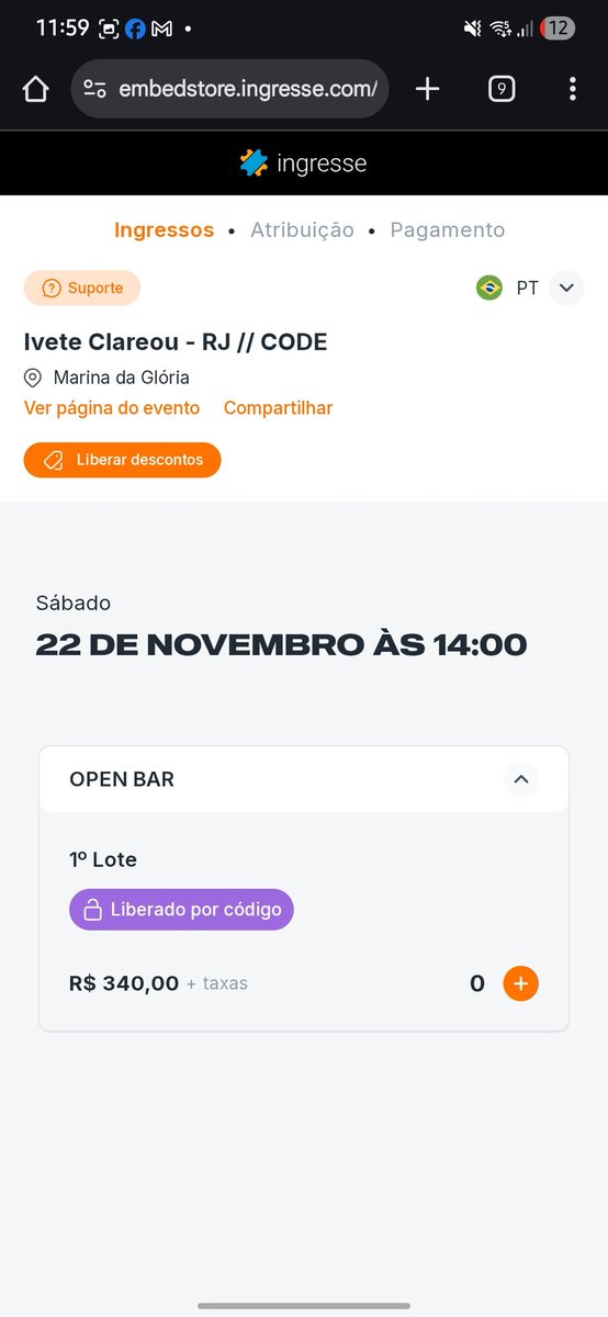 apetersonofc's tweet image. Alguém sabe se é confiável comprar o ingresso por aqui. É um canal que achei no Insta bem antes de começar a Ivete Clareou, porém a diferença de valor hj está gritante. Canal de promo pra vários eventos. Até pro Carnaval na Cidade SP já tá tendo tempo. #IveteClareou #Rio #Code