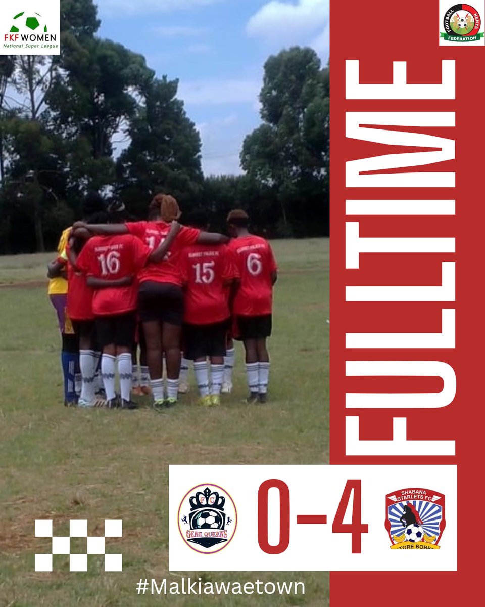 GeneQueens's tweet photo. FULL-TIME 

GENE QUEENS 0-4 SHABANA STARLETS

Tough one at home💔. First defeat of the season against a tough Shabana Starlets side. Well fought, team! Let's bounce back stronger🔥

They took the win, but our spirit remains unbroken.

#Malkiawaetown https://t.co/7bdHhdPFLt