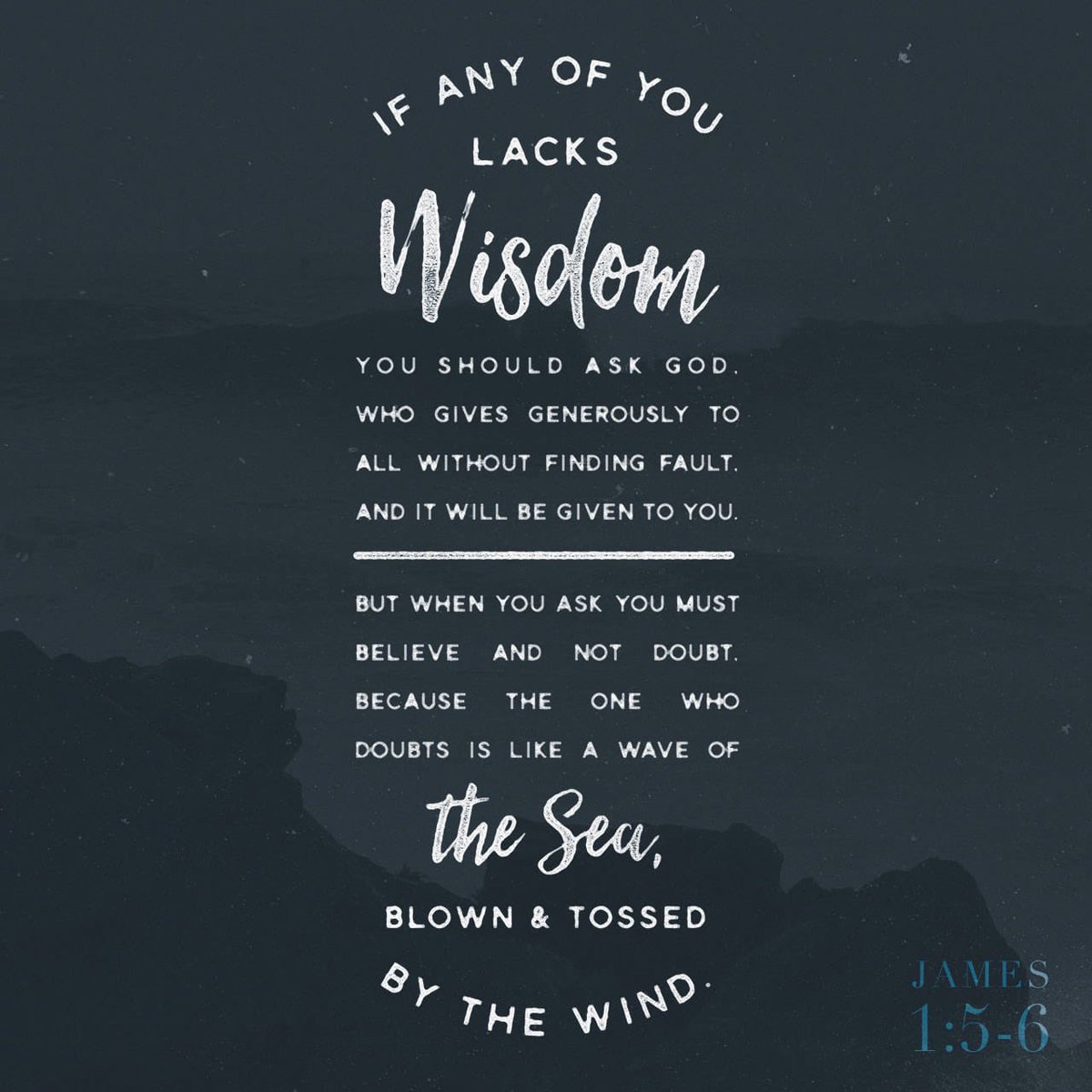But let him ask in faith,
with no doubting,
for he who doubts is like a wave of the sea driven and tossed by the wind.
James 1:6