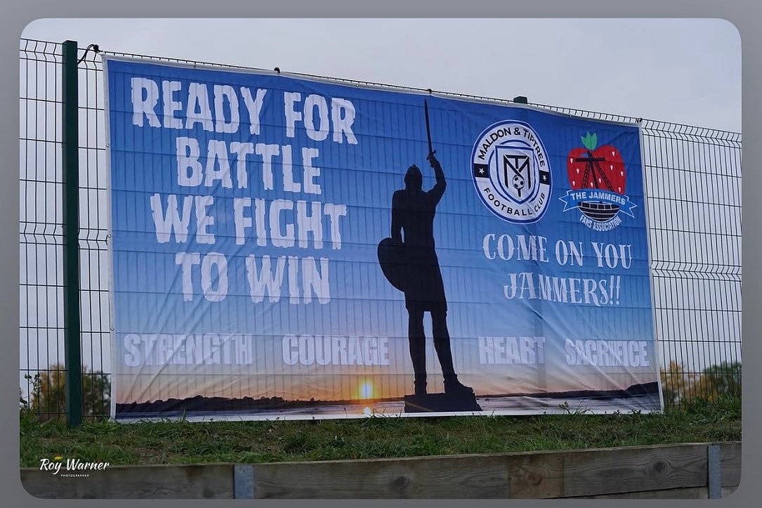 Good Luck to Maldon and Tiptree in today’s FA Cup 1st round today. 

Game 7 in the FA Cup for them today. 

Here is one of our 12ft x 6ft 220gsm Heavy weight flags. 

Design and order your own today. 

👉ultrasdesign.co.uk

#ultrasdesign #awaydays #maldon #facup
