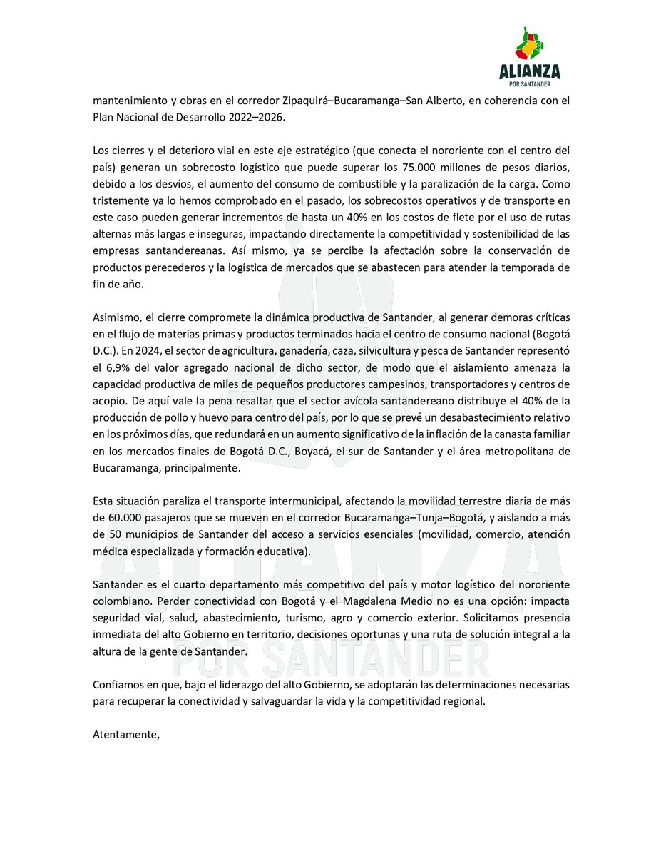 vanguardiacom's tweet photo. #AlianzaporSantander Empresarios, gremios y entidades le hicieron un llamado al Gobierno para que intervenga las vías de Santander, tras el colapso de la vía a Bogotá y la Transversal del Carare. https://t.co/yeMzFmhGGj