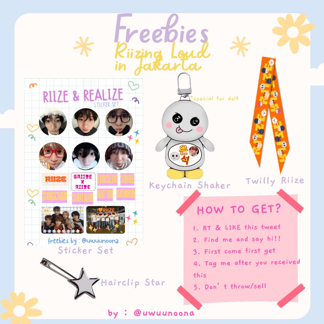 uwuunoona's tweet image. ☆ Freebies RIIZINGLOUD in Jakarta  ☆

 🗓️ date: 10 januari 2026
 📍 location: ICE BSD 

─ please kindly rt and like this tweet 

✩ how to get? please check on the pict below
✩ limited qty

#RIIZINGLOUDinJAKARTA 
#RIIZINGLOUD_IN_JAKARTA