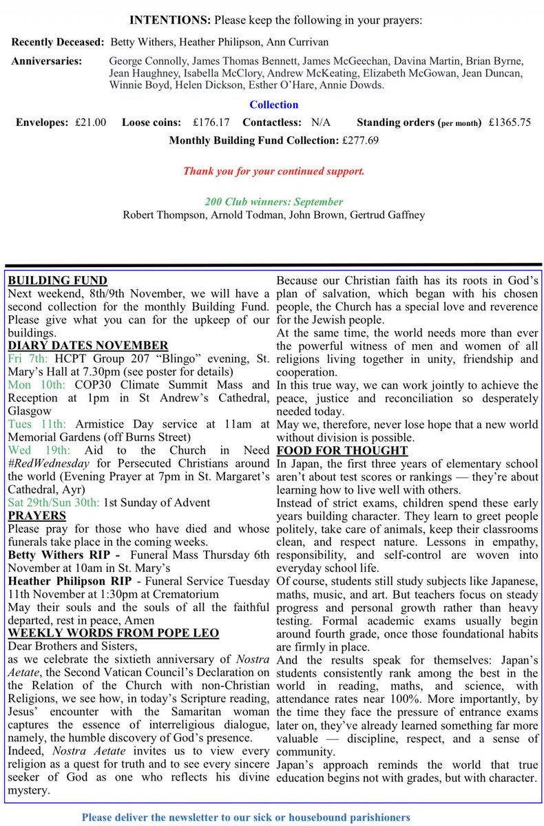 Our weekend bulletins for 1st/2nd Nov, the Feast of All Saints