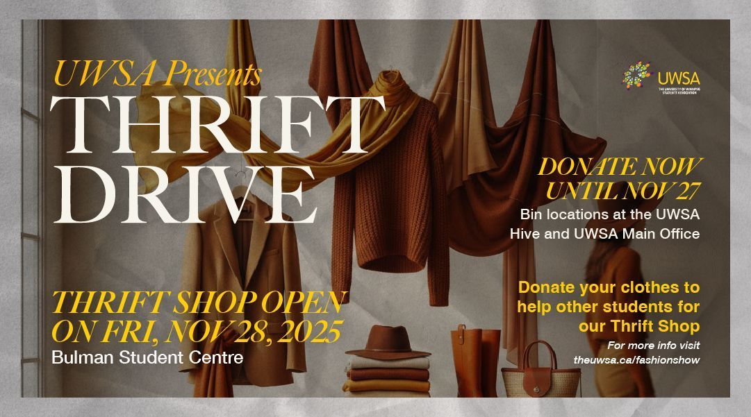 We are collecting used clothes to create a thrift shop for our students. You can donate at our bin locations at the UWSA Hive and UWSA Main Office. More info is available at buff.ly/p7s9YHA